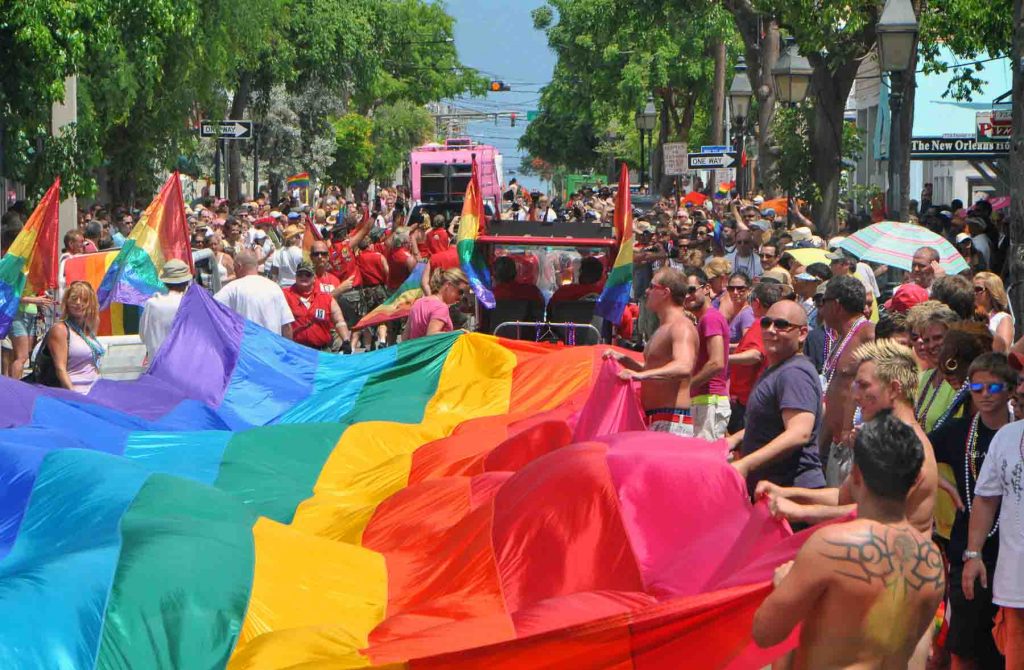 Key West Pride Flag with Revelers