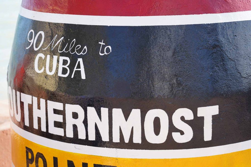 A closeup view of the Southernmost Point Buoy.