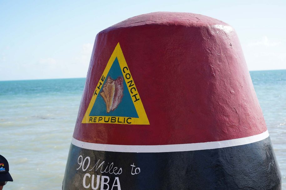 A closeup view of the Southernmost Point Buoy.