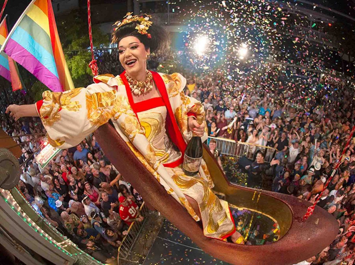 The drag queen Sushi in the Red Shoe on New Year's Eve.